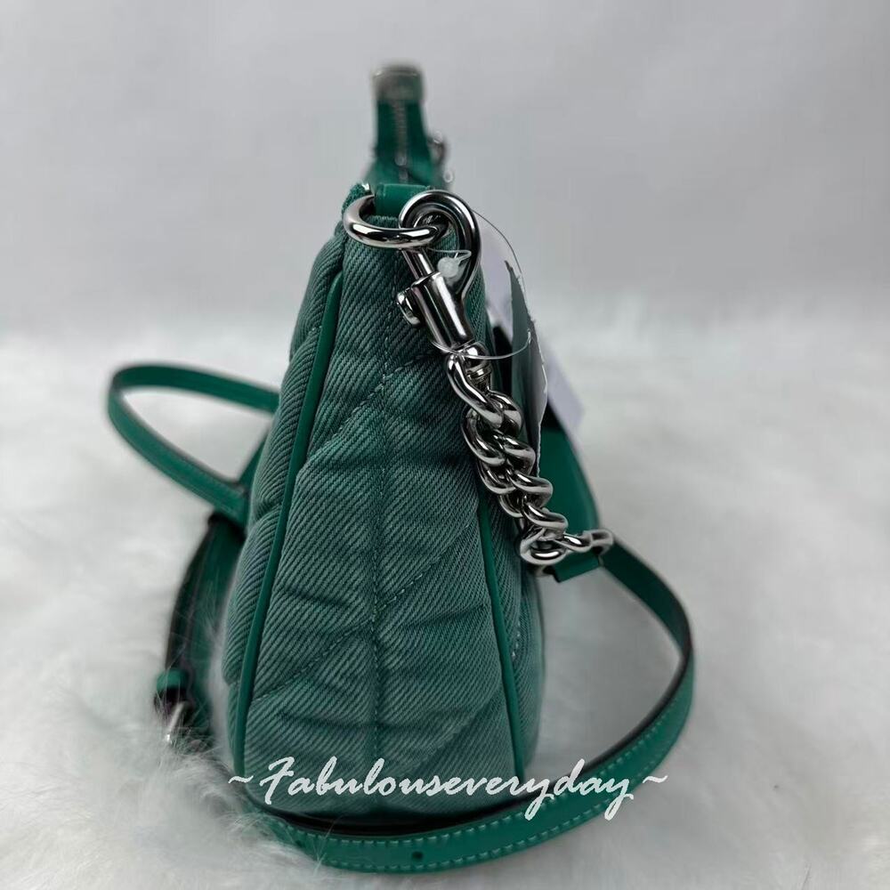 Coach Teri Shoulder Bag Crossbody In Quilted Denim/Green CBG86 NWT - Picture 5 of 10